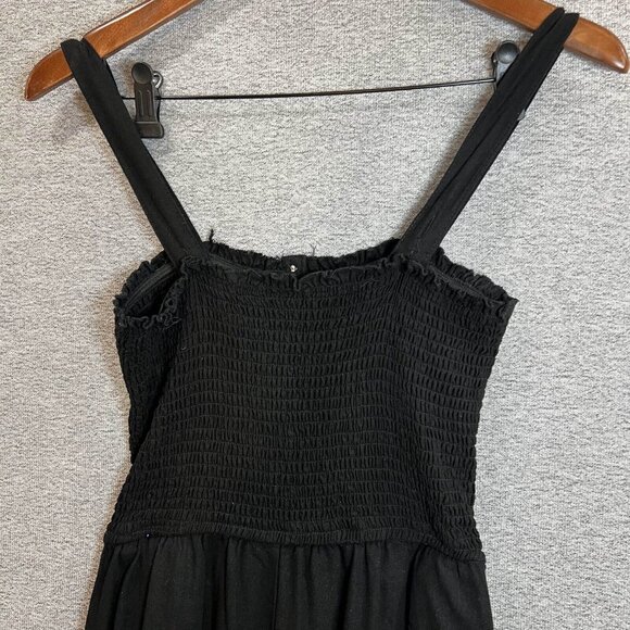 Aeropostale Jumpsuit Womens Size L Black Button Front Smocked Sleeveless - Picture 10 of 10